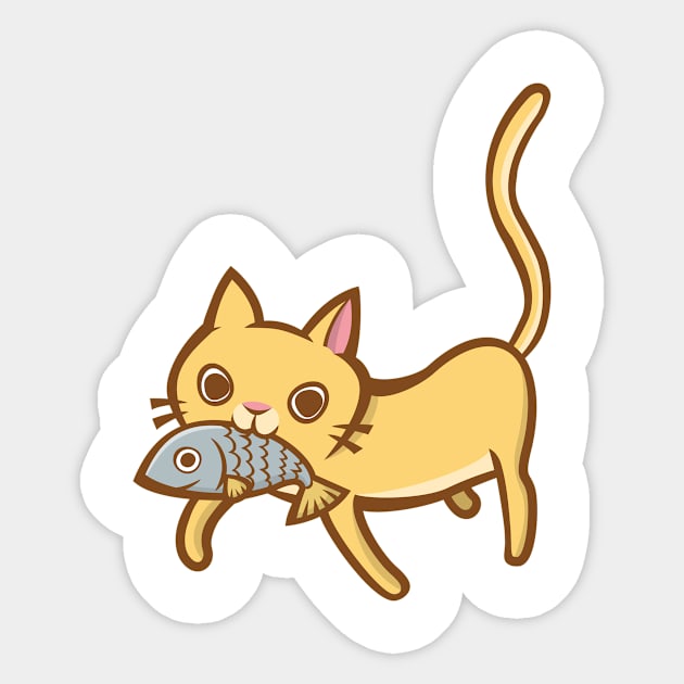 Cat & Fish Sticker by kawaii_shop